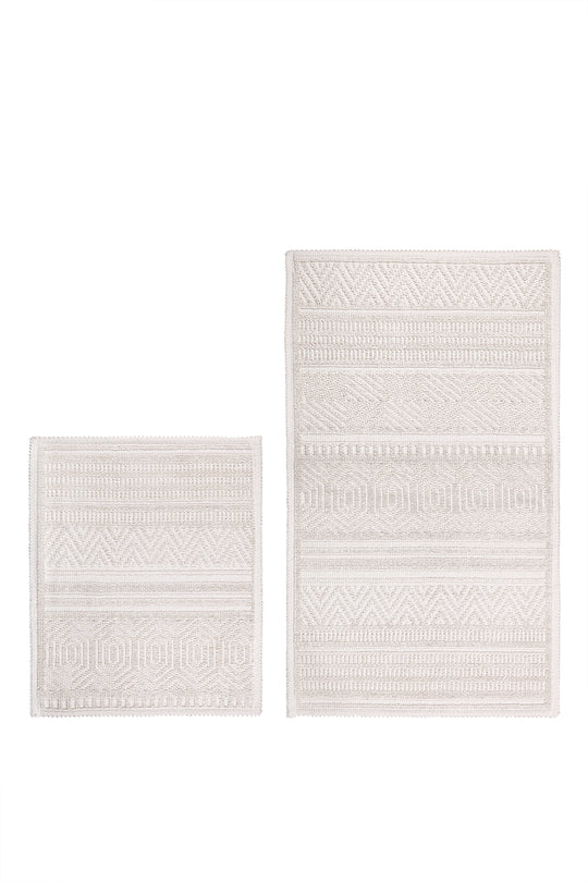 Bodrum Ultra Soft Turkish Cotton Bath Mat & Rug Set | 24" x 40" + 20" + 24" | Ecru | Quick Dry, Machine Washable | Luxury Bathroom Decor
