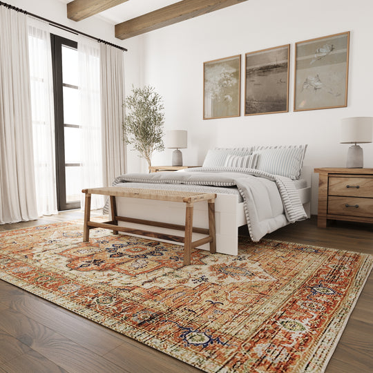 Ethnic Turkish Chenille Rug & Carpet | multicolored | Quick Dry, Machine Washable | Luxury Bathroom Decor