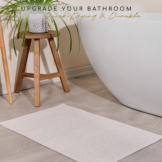 Marmaris Ultra Soft Turkish Cotton Bath Mat | 17"x23" | Quick Dry, Machine Washable | Luxury Bathroom Decor