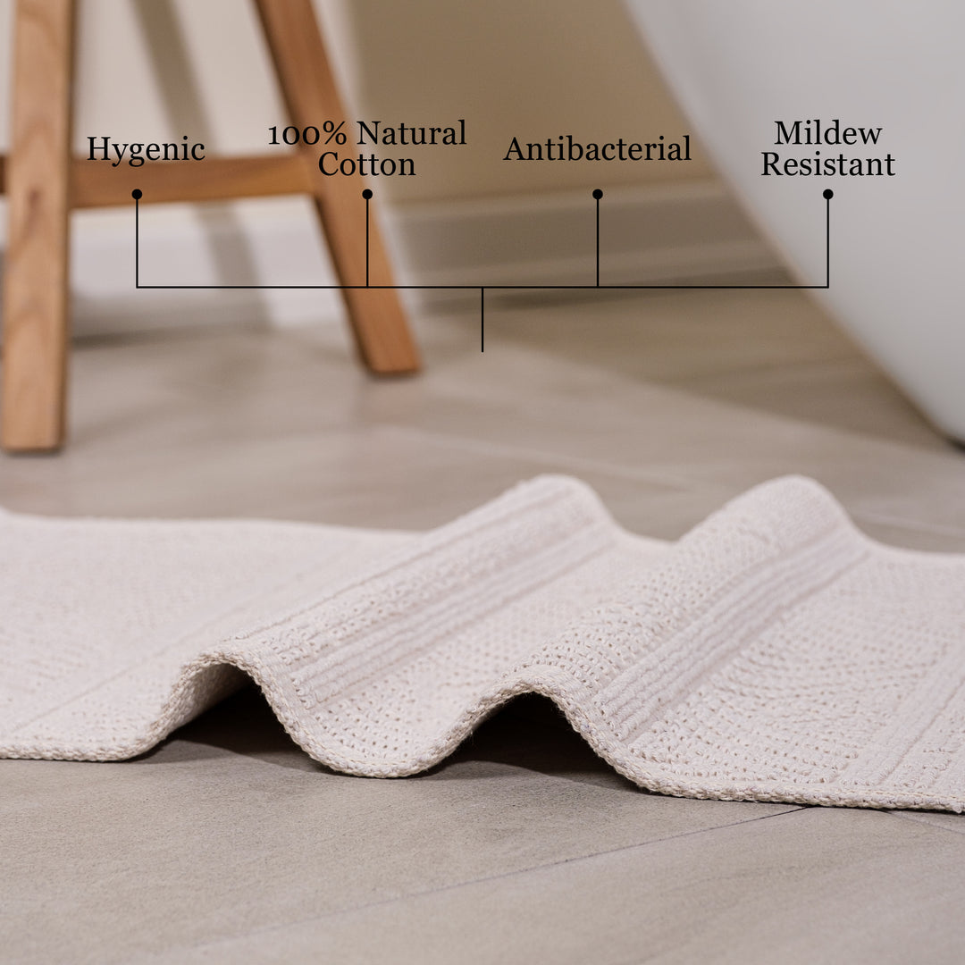 Marmaris Ultra Soft Turkish Cotton Bath Mat | 17"x23" | Quick Dry, Machine Washable | Luxury Bathroom Decor