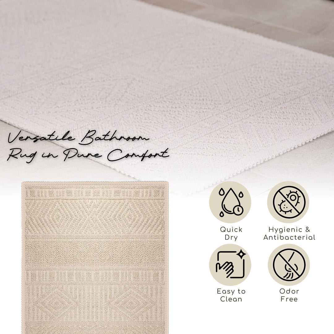 Marmaris Ultra Soft Turkish Cotton Bath Mat | 17"x23" | Quick Dry, Machine Washable | Luxury Bathroom Decor