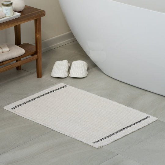 Nice Ultra Soft Turkish Cotton Bath Mat | 20"x32" | Ecru | Quick Dry, Machine Washable | Luxury Bathroom Decor