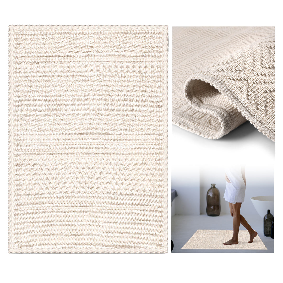 Amalfi Ultra Soft Turkish Cotton Bath Mat | 17"x23" | Quick Dry, Machine Washable | Luxury Bathroom Decor
