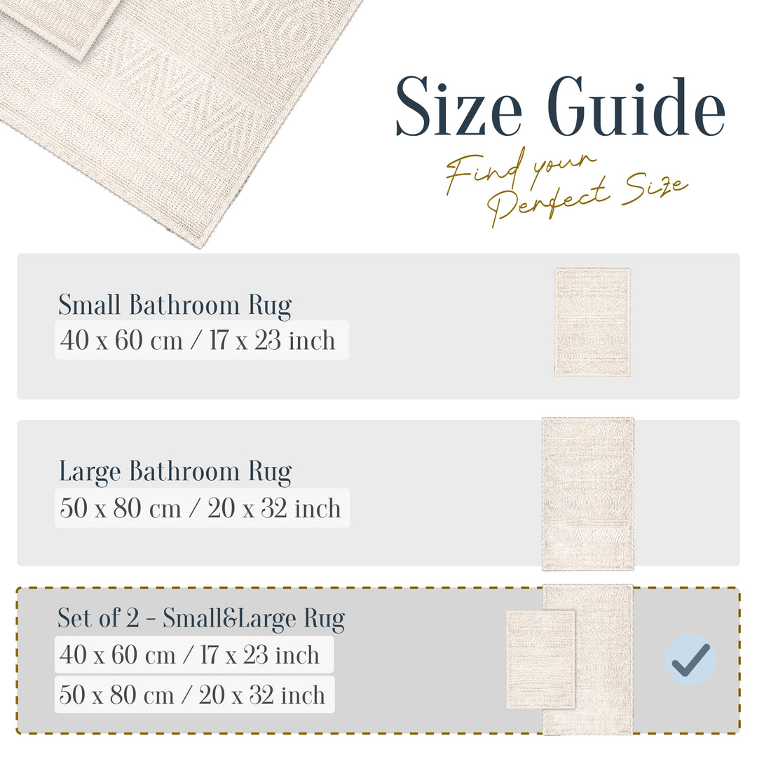 Amalfi Ultra Soft Turkish Cotton Bath Mat & Rug Set | 20"x32"+17"x23" | Quick Dry, Machine Washable | Luxury Bathroom Decor