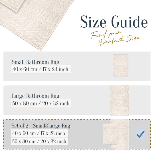 Amalfi Ultra Soft Turkish Cotton Bath Mat & Rug Set | 20"x32"+17"x23" | Quick Dry, Machine Washable | Luxury Bathroom Decor