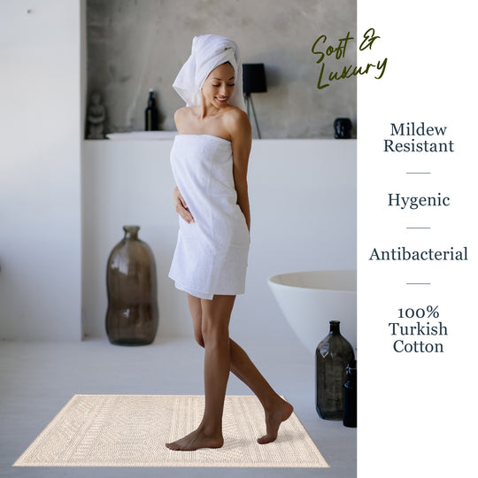 Amalfi Ultra Soft Turkish Cotton Bath Mat & Rug Set | 20"x32"+17"x23" | Quick Dry, Machine Washable | Luxury Bathroom Decor