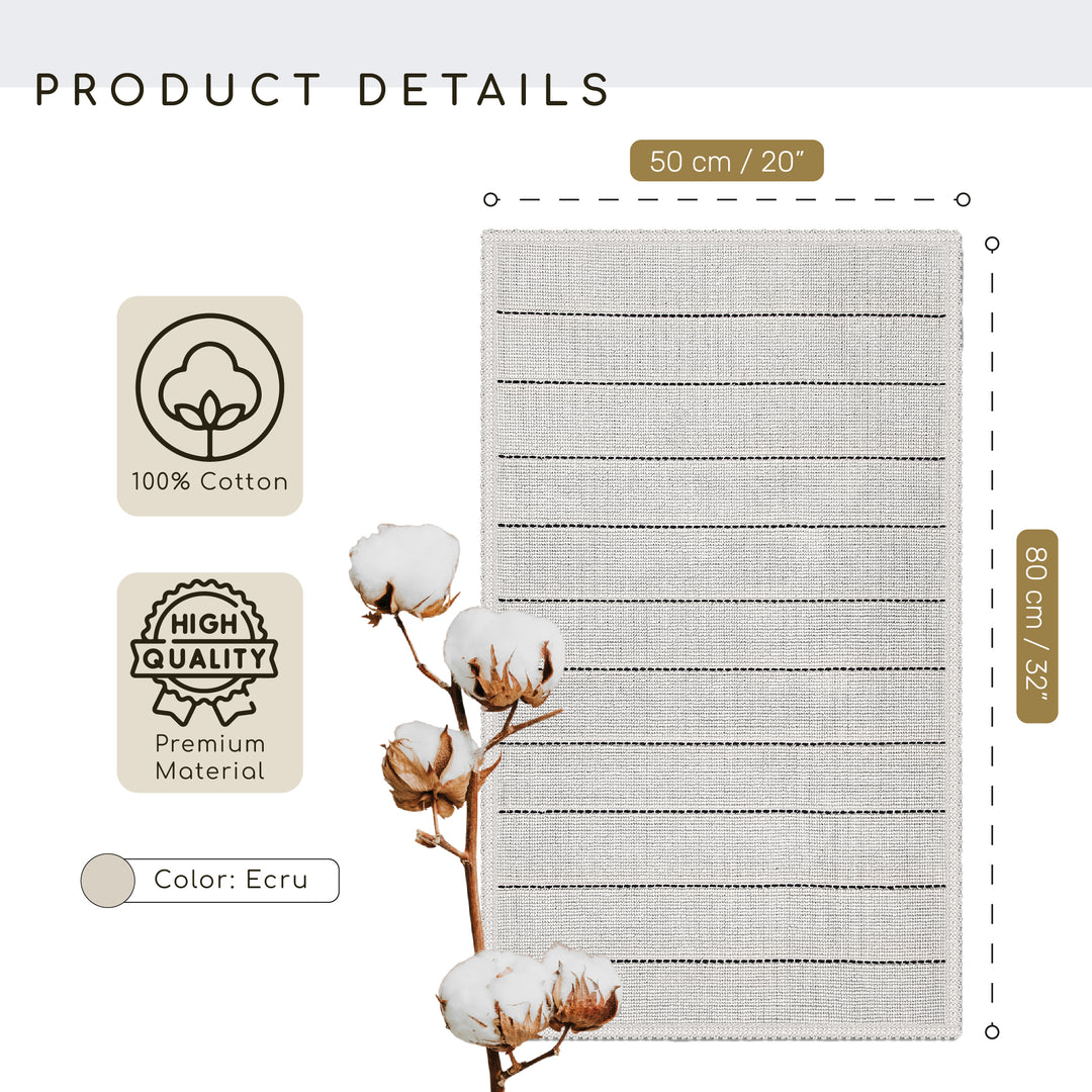 Basic Ultra Soft Turkish Cotton Bath Mat | 20"x32" | Ecru | Quick Dry, Machine Washable | Luxury Bathroom Decor