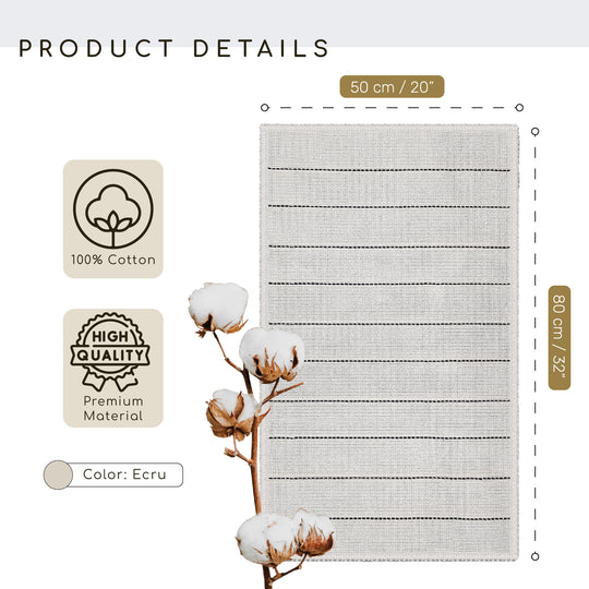 Basic Ultra Soft Turkish Cotton Bath Mat | 20"x32" | Ecru | Quick Dry, Machine Washable | Luxury Bathroom Decor