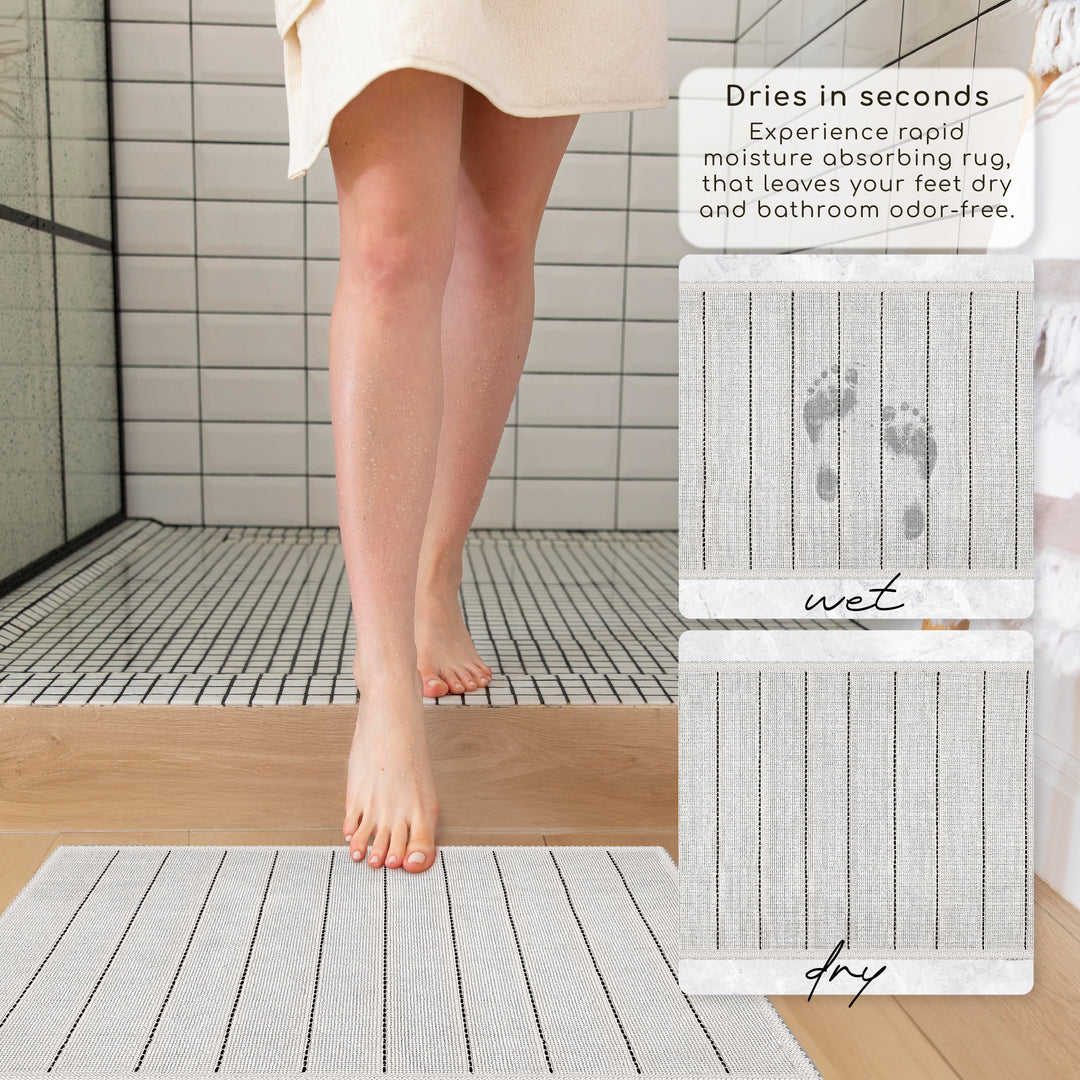 Basic Ultra Soft Turkish Cotton Bath Mat | 20"x32" | Ecru | Quick Dry, Machine Washable | Luxury Bathroom Decor