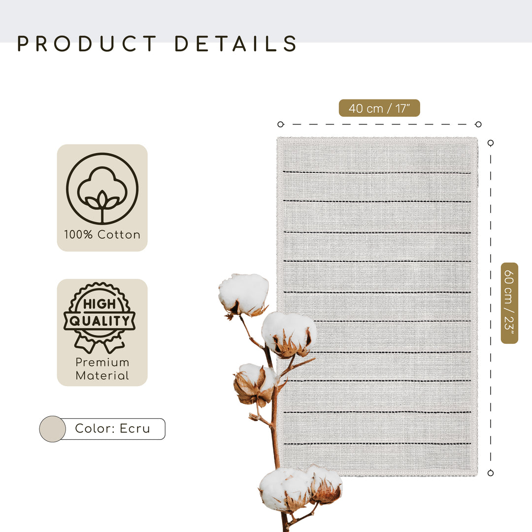 Basic Ultra Soft Turkish Cotton Bath Mat | 17"x23" | Ecru | Quick Dry, Machine Washable | Luxury Bathroom Decor