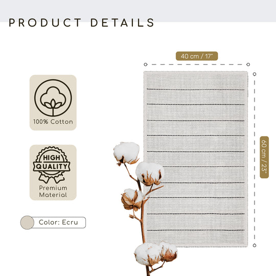 Basic Ultra Soft Turkish Cotton Bath Mat | 17"x23" | Ecru | Quick Dry, Machine Washable | Luxury Bathroom Decor