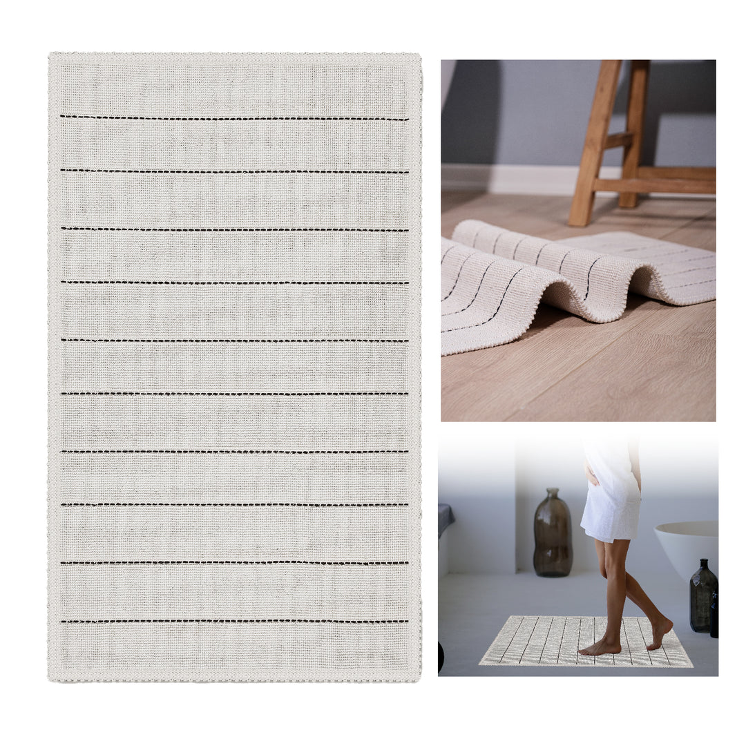 Basic Ultra Soft Turkish Cotton Bath Mat | 17"x23" | Ecru | Quick Dry, Machine Washable | Luxury Bathroom Decor