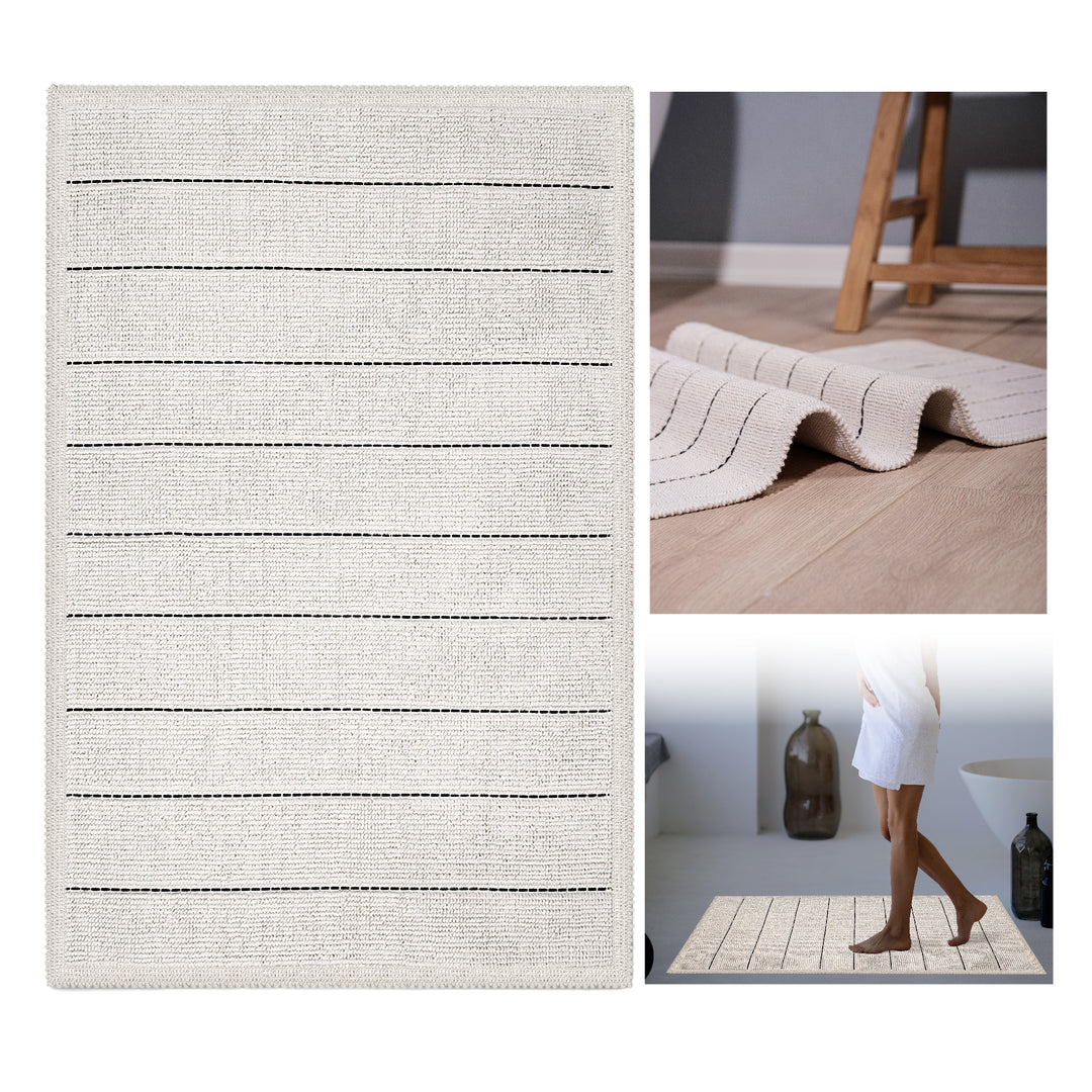 Basic Ultra Soft Turkish Cotton Bath Mat | 20"x32" | Ecru | Quick Dry, Machine Washable | Luxury Bathroom Decor