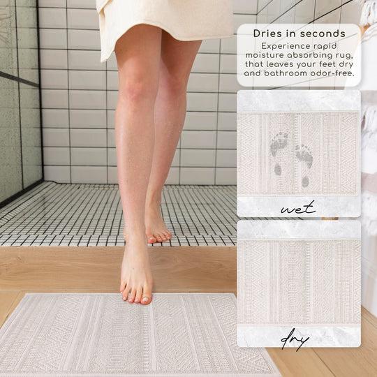 Bodrum Ultra Soft Turkish Cotton Bath Mat | 17"x23"| Ecru | Quick Dry, Machine Washable | Luxury Bathroom Decor