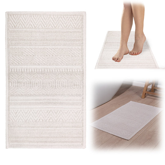 Bodrum Ultra Soft Turkish Cotton Bath Mat | 17"x23"| Ecru | Quick Dry, Machine Washable | Luxury Bathroom Decor