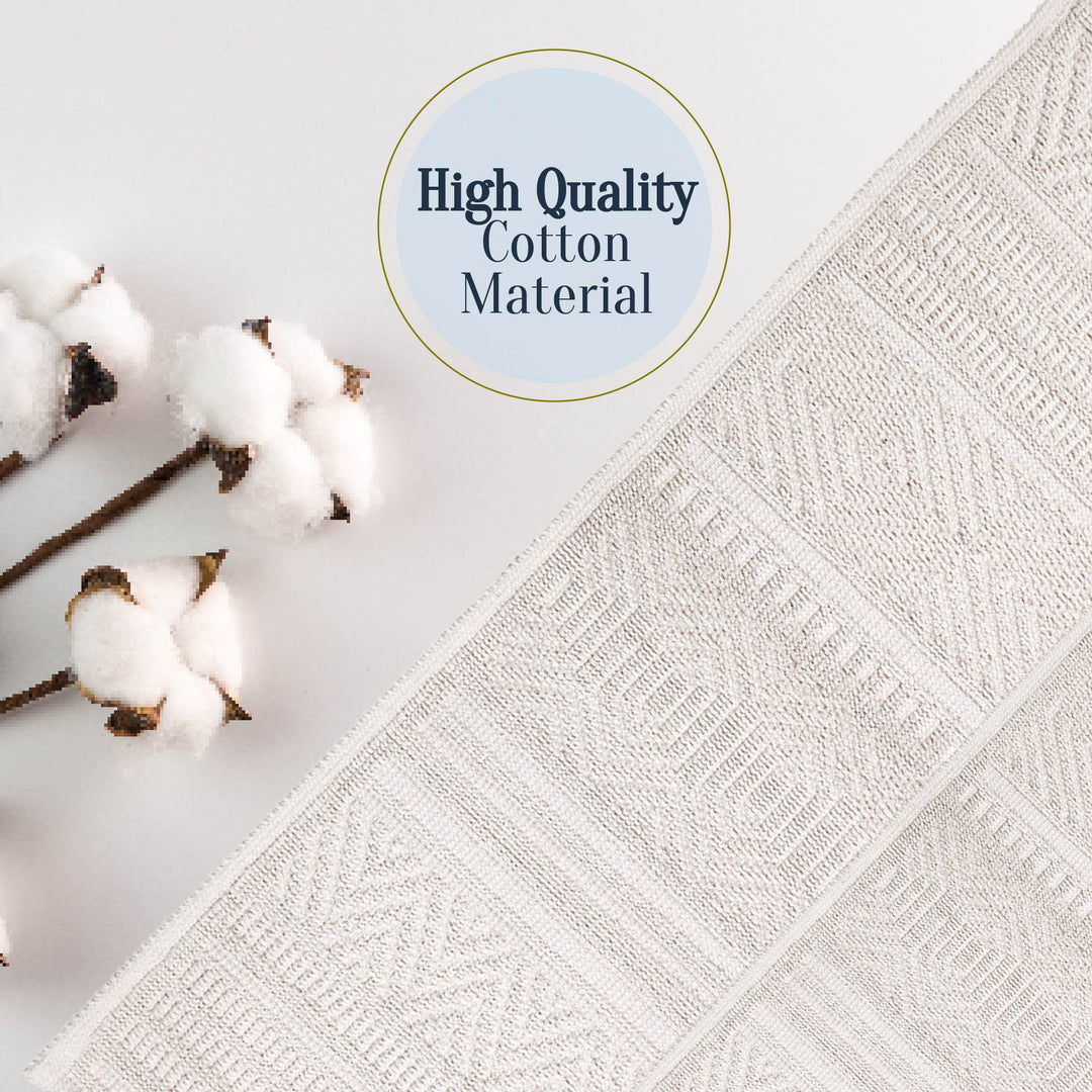 Bodrum Ultra Soft Turkish Cotton Bath Mat & Rug Set | 20"x32"+17"x23"  | Ecru | Quick Dry, Machine Washable | Luxury Bathroom Decor