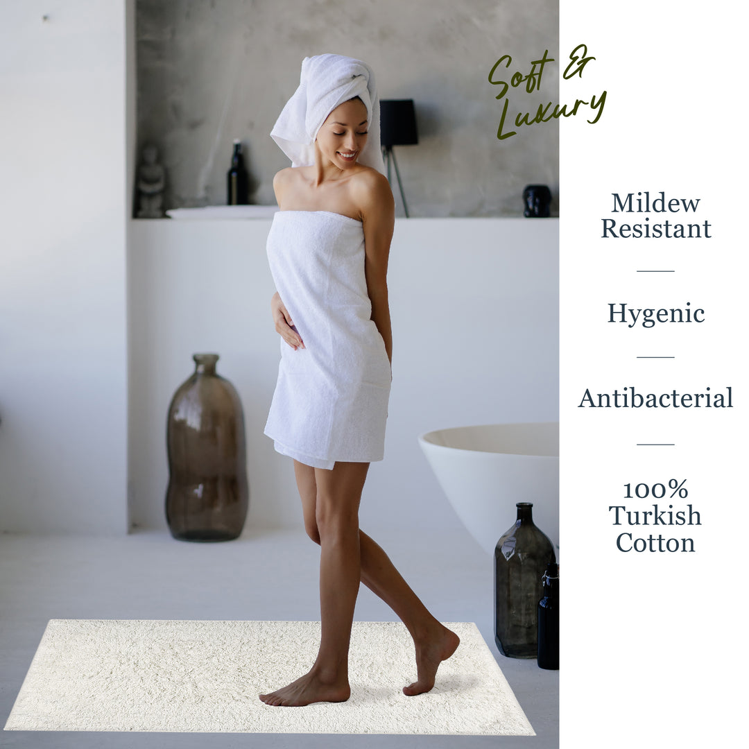 Canggu Tufted Ultra Soft Turkish Cotton Bath Mat | 20"x32"| Quick Dry, Machine Washable | Luxury Bathroom Decor