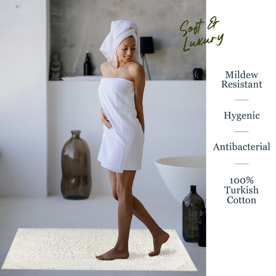 Canggu Tufted Ultra Soft Turkish Cotton Bath Mat | 20"x32"| Quick Dry, Machine Washable | Luxury Bathroom Decor