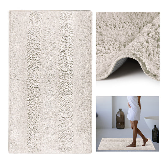 Groove Tufted Ultra Soft Turkish Cotton Bath Mat | 20"x32"| Quick Dry, Machine Washable | Luxury Bathroom Decor