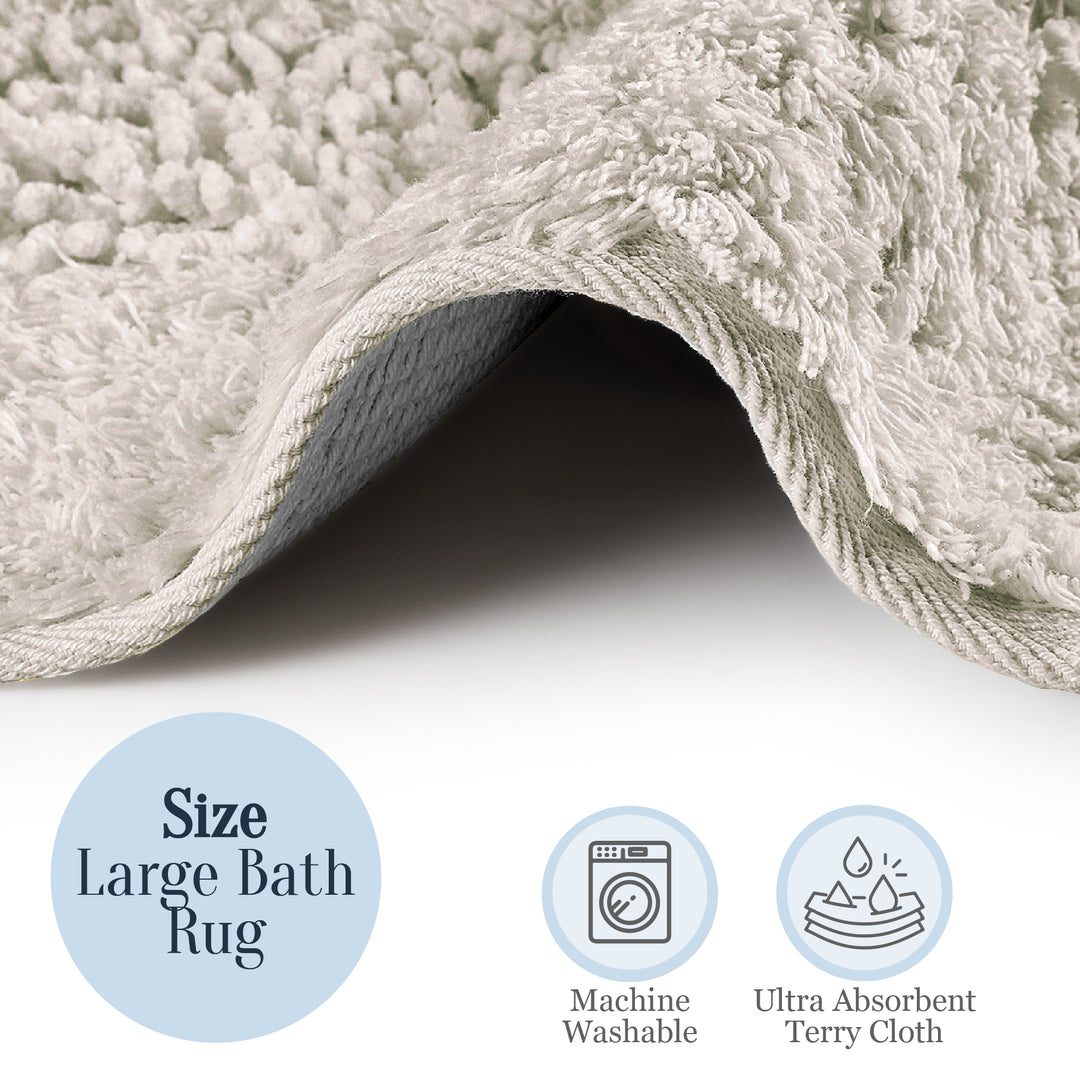 Groove Tufted Ultra Soft Turkish Cotton Bath Mat | 20"x32"| Quick Dry, Machine Washable | Luxury Bathroom Decor