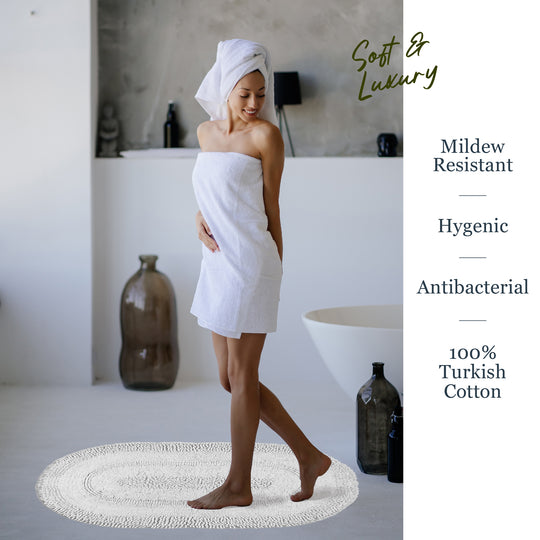 Macaroni Ultra Soft Turkish Cotton Bath Mat | 20"x32"| Quick Dry, Machine Washable | Luxury Bathroom Decor