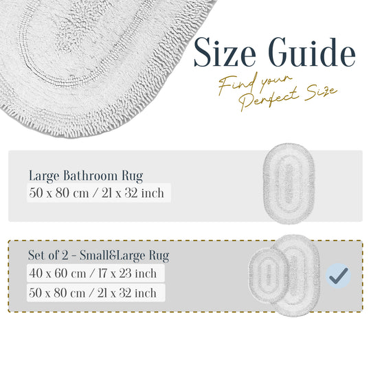 Macaroni Ultra Soft Turkish Cotton Bath Mat & Rug Set | 20"x32"+17"x23" | Quick Dry, Machine Washable | Luxury Bathroom Decor