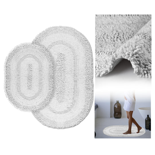 Macaroni Ultra Soft Turkish Cotton Bath Mat & Rug Set | 20"x32"+17"x23" | Quick Dry, Machine Washable | Luxury Bathroom Decor