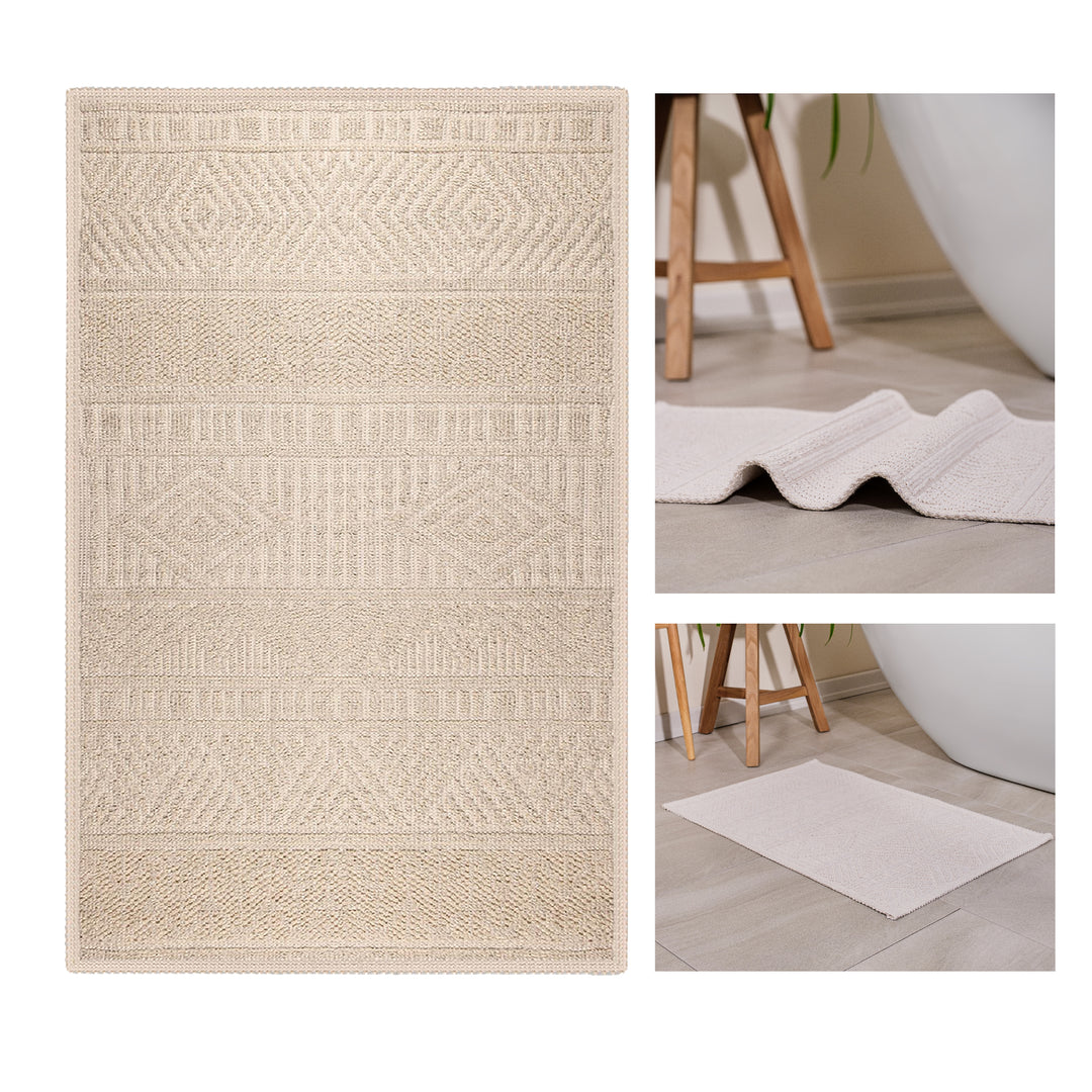 Marmaris Ultra Soft Turkish Cotton Bath Mat & Rug Set | 20"x32"+17"x23" | Quick Dry, Machine Washable | Luxury Bathroom Decor