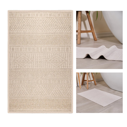Marmaris Ultra Soft Turkish Cotton Bath Mat & Rug Set | 20"x32"+17"x23" | Quick Dry, Machine Washable | Luxury Bathroom Decor