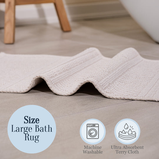 Marmaris Ultra Soft Turkish Cotton Bath Mat & Rug Set | 20"x32"+17"x23" | Quick Dry, Machine Washable | Luxury Bathroom Decor