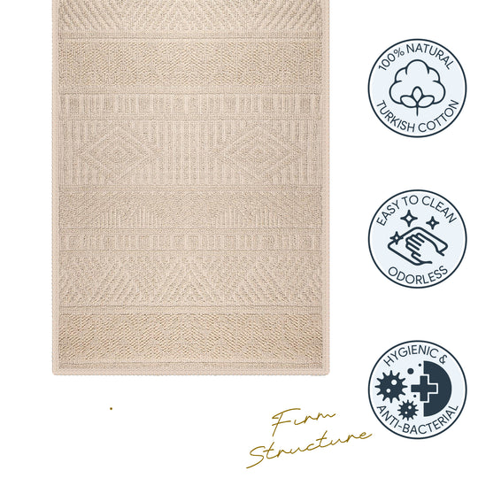Marmaris Ultra Soft Turkish Cotton Bath Mat & Rug Set | 20"x32"+17"x23" | Quick Dry, Machine Washable | Luxury Bathroom Decor