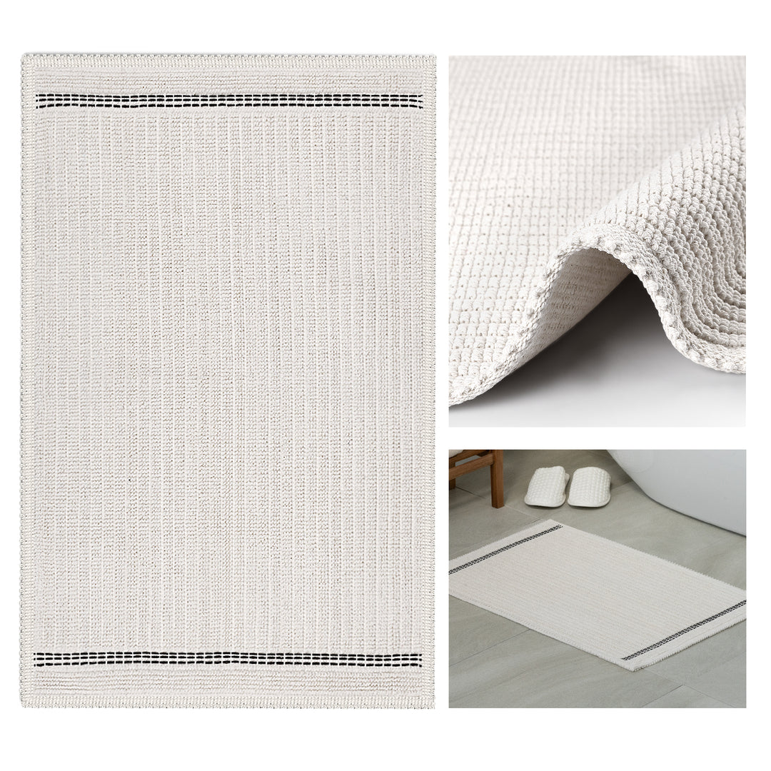 Nice Ultra Soft Turkish Cotton Bath Mat | 20"x32" | Ecru | Quick Dry, Machine Washable | Luxury Bathroom Decor