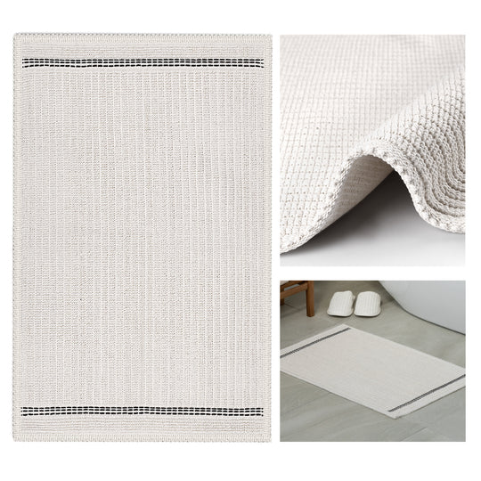Nice Ultra Soft Turkish Cotton Bath Mat | 20"x32" | Ecru | Quick Dry, Machine Washable | Luxury Bathroom Decor
