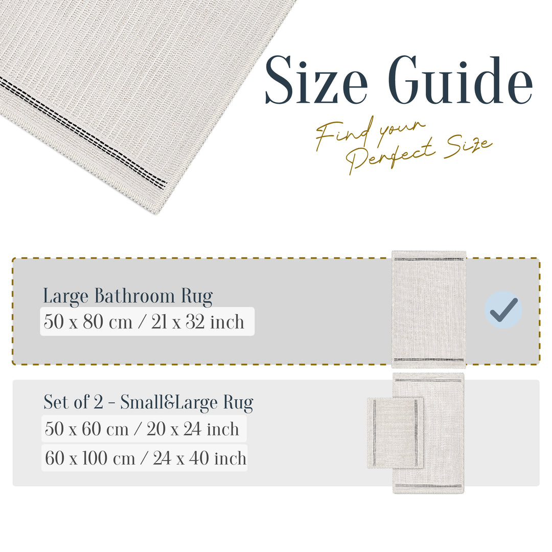 Nice Ultra Soft Turkish Cotton Bath Mat | 20"x32" | Ecru | Quick Dry, Machine Washable | Luxury Bathroom Decor