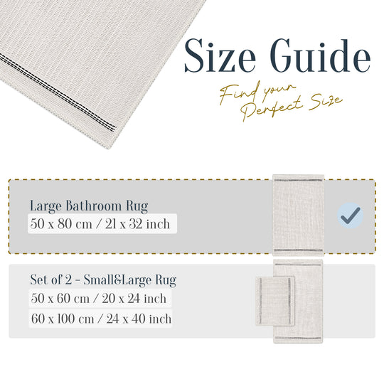 Nice Ultra Soft Turkish Cotton Bath Mat | 20"x32" | Ecru | Quick Dry, Machine Washable | Luxury Bathroom Decor