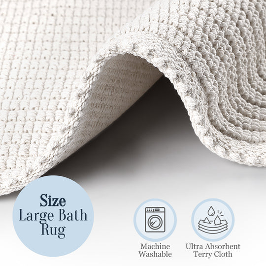 Nice Ultra Soft Turkish Cotton Bath Mat | 20"x32" | Ecru | Quick Dry, Machine Washable | Luxury Bathroom Decor