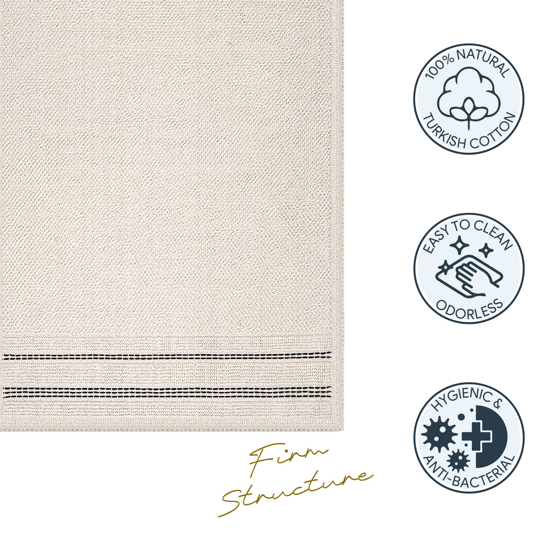 Porto Ultra Soft Turkish Cotton Bath Mat & Rug Set | 24" x 40" + 20" + 24" | Ecru | Quick Dry, Machine Washable | Luxury Bathroom Decor