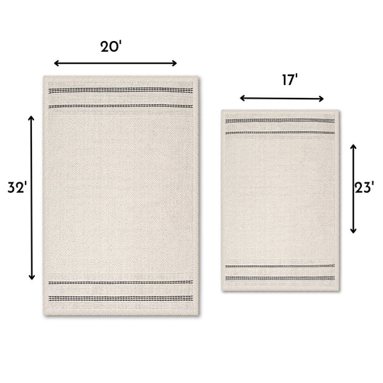 Porto Ultra Soft Turkish Cotton Bath Mat & Rug Set | 20"x32"+17"x23" | Ecru | Quick Dry, Machine Washable | Luxury Bathroom Decor