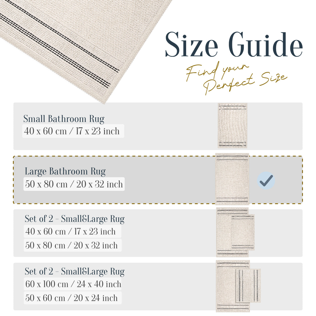 Porto Ultra Soft Turkish Cotton Bath Mat | 20"x32" | Ecru | Quick Dry, Machine Washable | Luxury Bathroom Decor