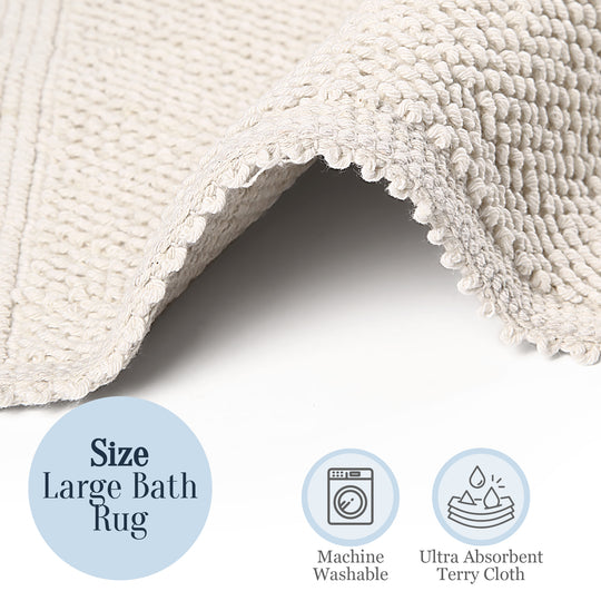 Porto Ultra Soft Turkish Cotton Bath Mat | 20"x32" | Ecru | Quick Dry, Machine Washable | Luxury Bathroom Decor