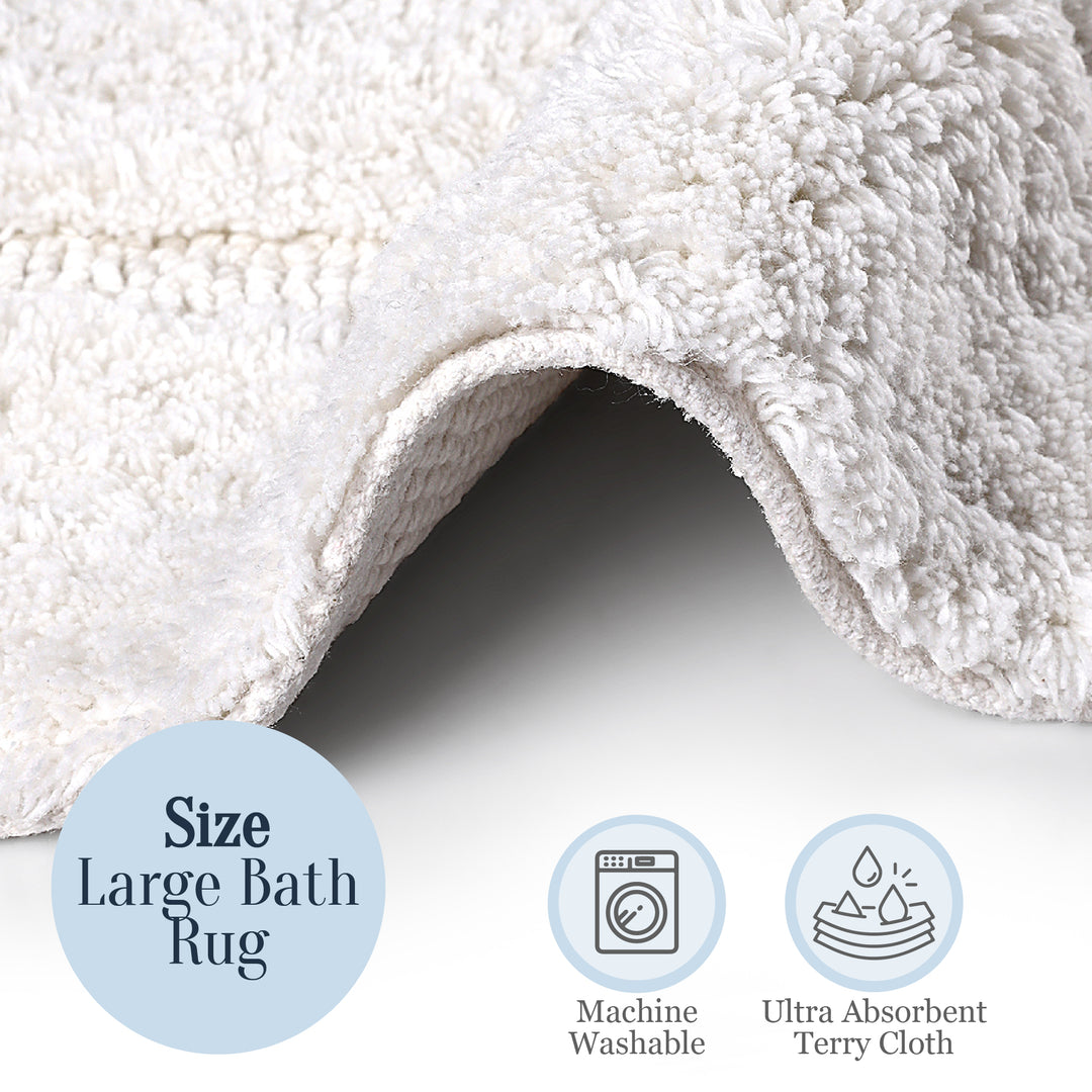 Santorini Ultra Soft Turkish Cotton Bath Mat | 20"x32"| Quick Dry, Machine Washable | Luxury Bathroom Decor