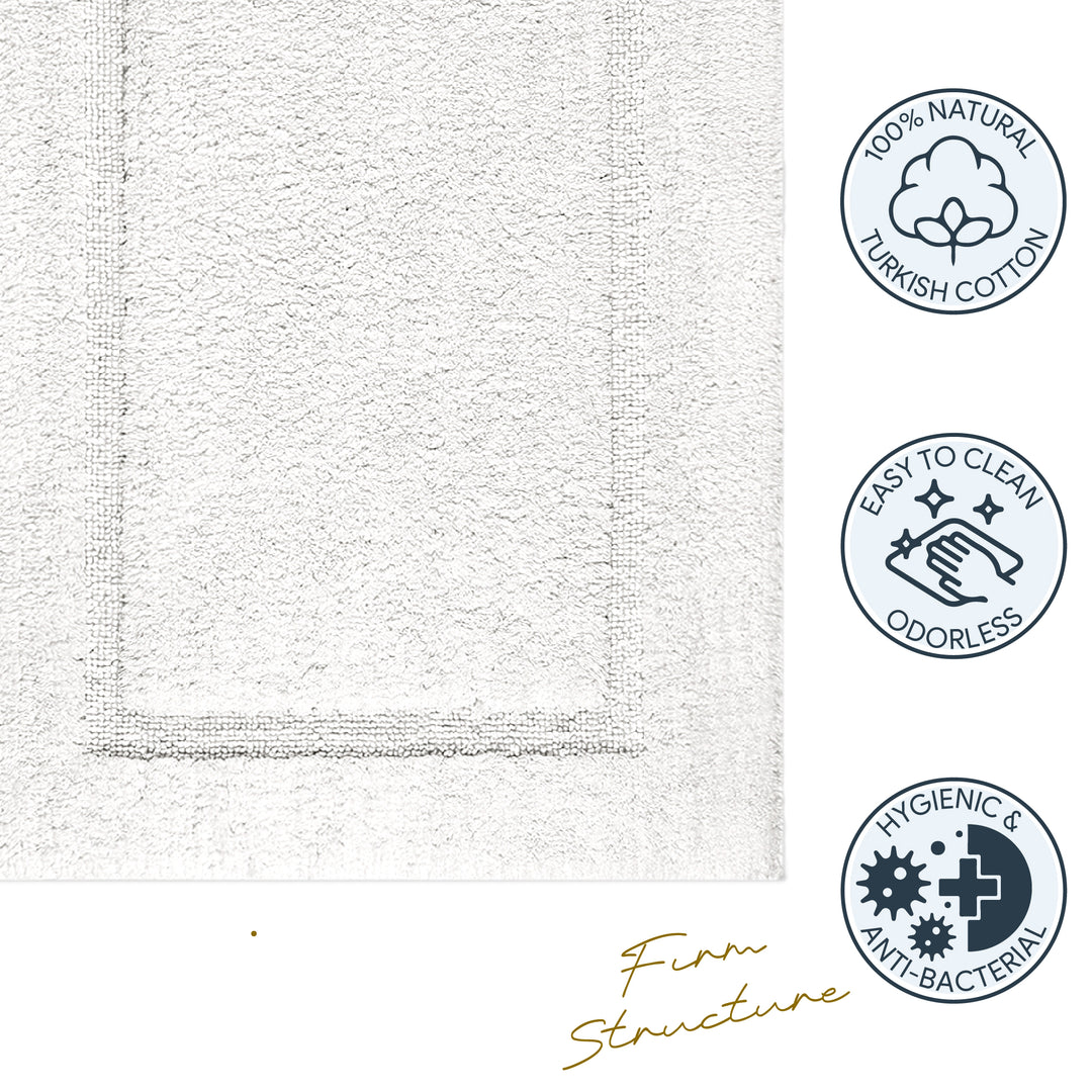 Santorini Ultra Soft Turkish Cotton Bath Mat | 20"x32"| Quick Dry, Machine Washable | Luxury Bathroom Decor